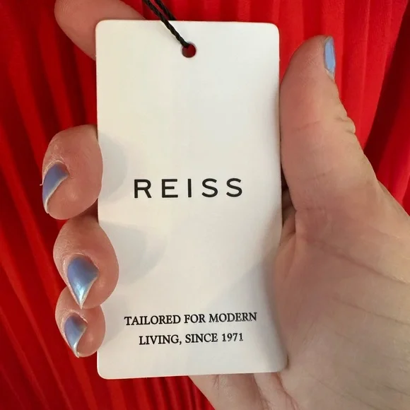 NWT REISS Roya Pleated Halter Dress Red 6 - Picture 8 of 14